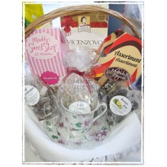 Tea & Cookies with Tea Cup (or 2 Bistro Mugs) Gift Basket